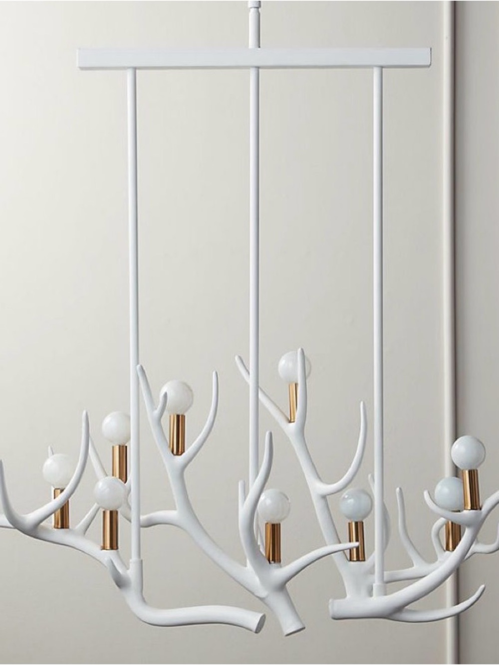 Modern White and Gold Antler Branch Scandinavian Chandelier - Home Wall Decor